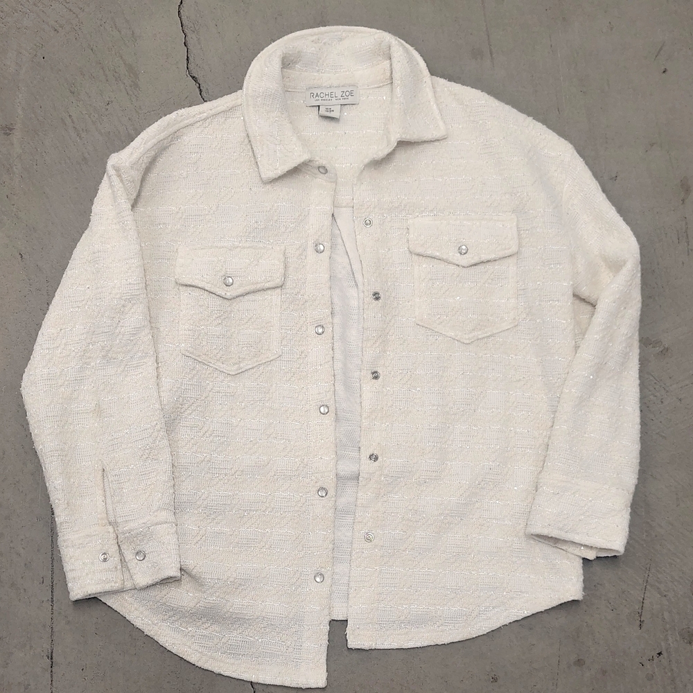 White Textured Button-Up Shirt